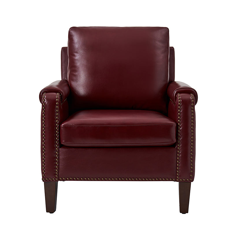 Nathaniel Transitional Style Genuine Leather Armchair