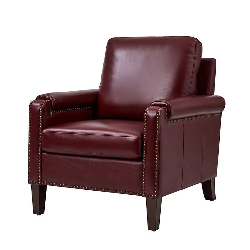 Nathaniel Transitional Style Genuine Leather Armchair