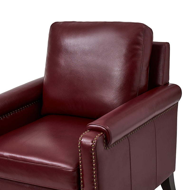 Nathaniel Transitional Style Genuine Leather Armchair