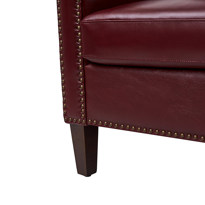 Nathaniel Transitional Style Genuine Leather Armchair