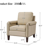 Nathaniel Transitional Style Genuine Leather Armchair