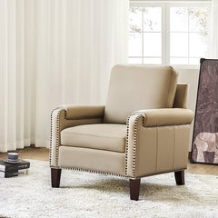 Nathaniel Transitional Style Genuine Leather Armchair