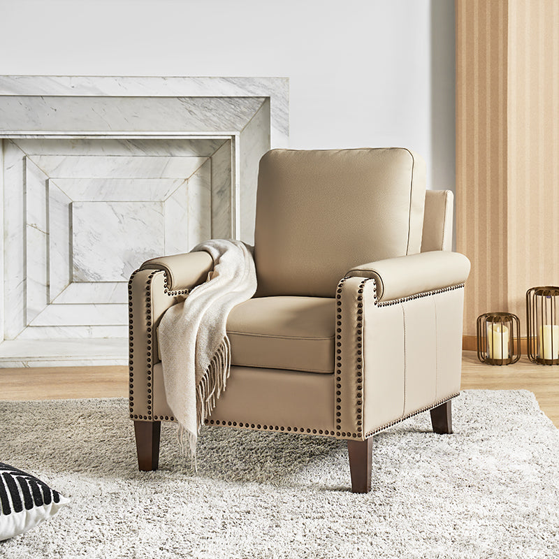 Nathaniel Transitional Style Genuine Leather Armchair