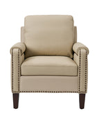 Nathaniel Transitional Style Genuine Leather Armchair