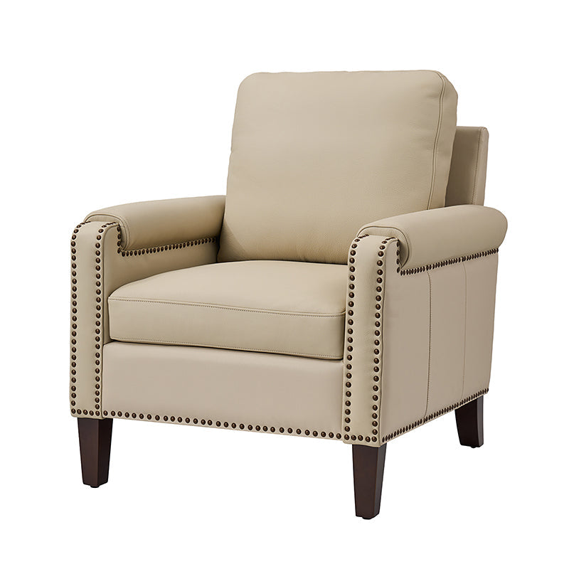 Nathaniel Transitional Style Genuine Leather Armchair