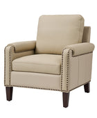 Nathaniel Transitional Style Genuine Leather Armchair