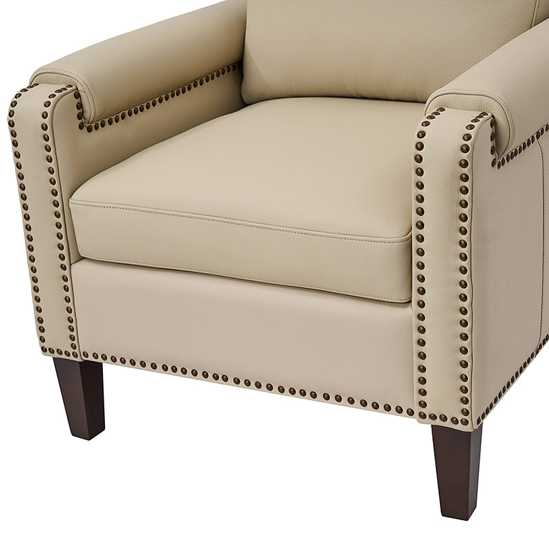 Nathaniel Transitional Style Genuine Leather Armchair