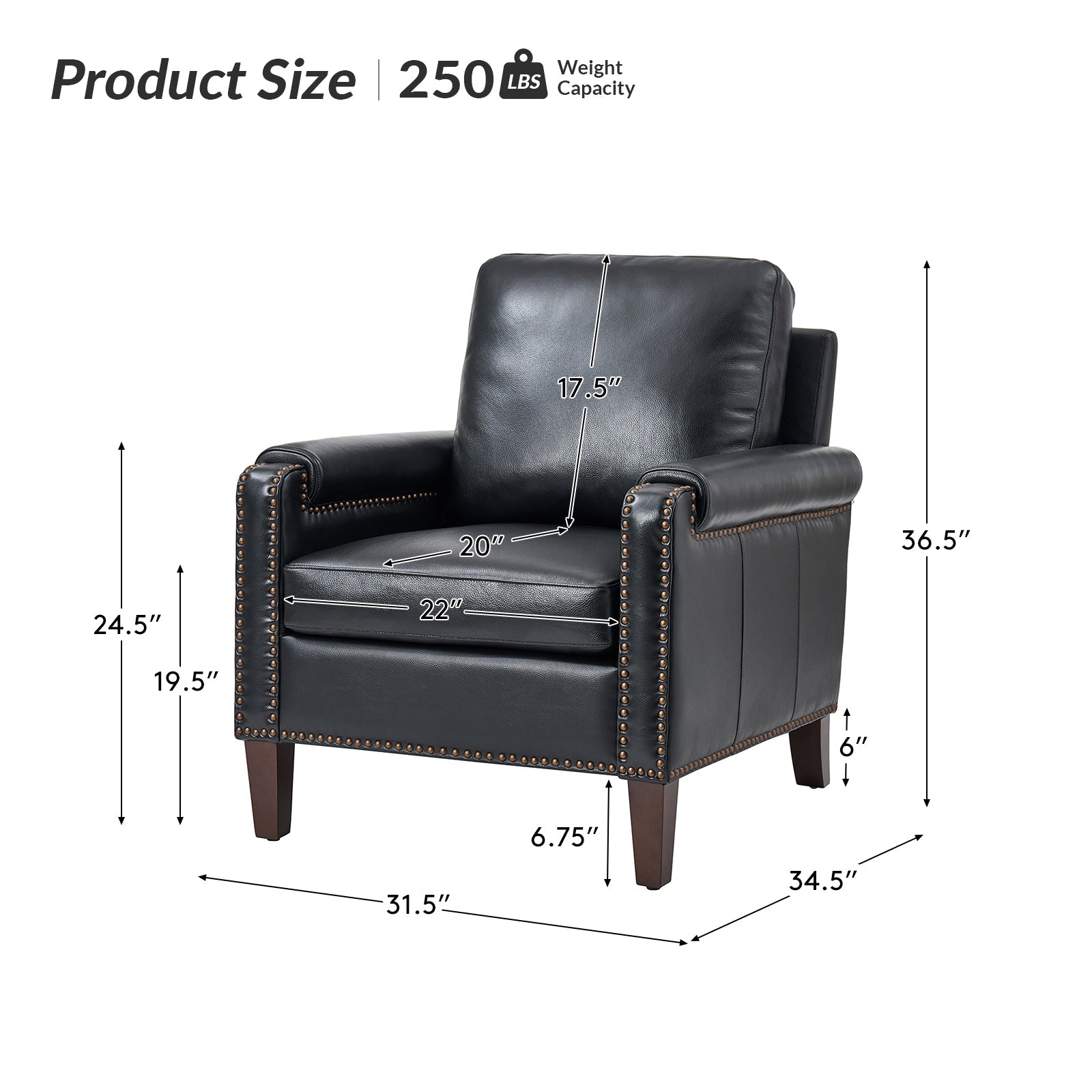 Nathaniel Transitional Style Genuine Leather Armchair