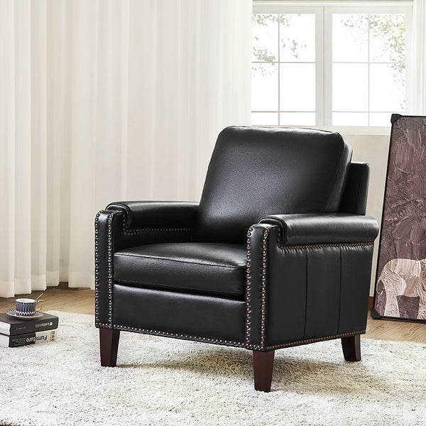 Nathaniel Transitional Style Genuine Leather Armchair