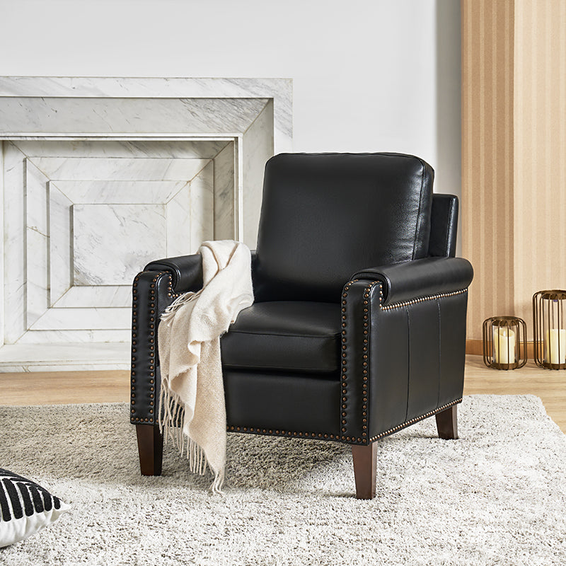 Nathaniel Transitional Style Genuine Leather Armchair