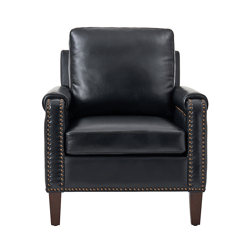 Nathaniel Transitional Style Genuine Leather Armchair