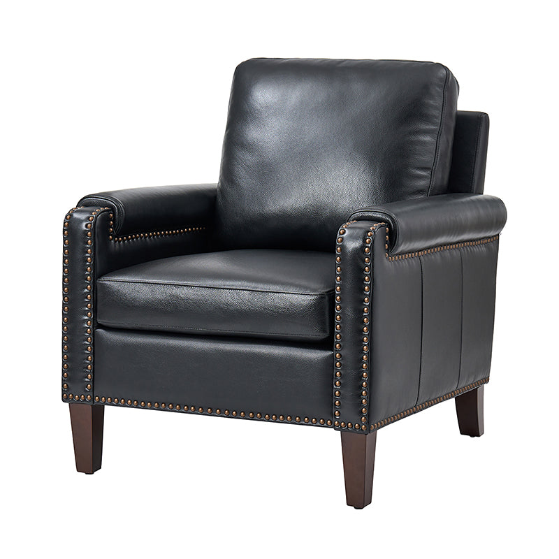 Nathaniel Transitional Style Genuine Leather Armchair