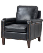 Nathaniel Transitional Style Genuine Leather Armchair