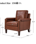 Nathaniel Transitional Style Genuine Leather Armchair