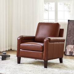 Nathaniel Transitional Style Genuine Leather Armchair