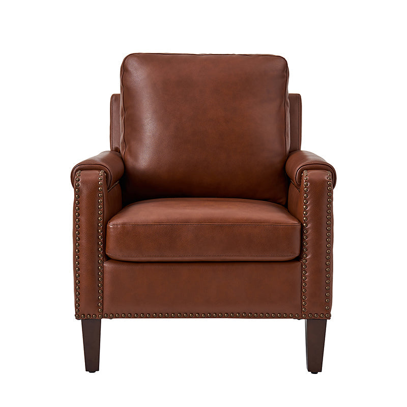 Nathaniel Transitional Style Genuine Leather Armchair