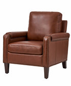 Nathaniel Transitional Style Genuine Leather Armchair