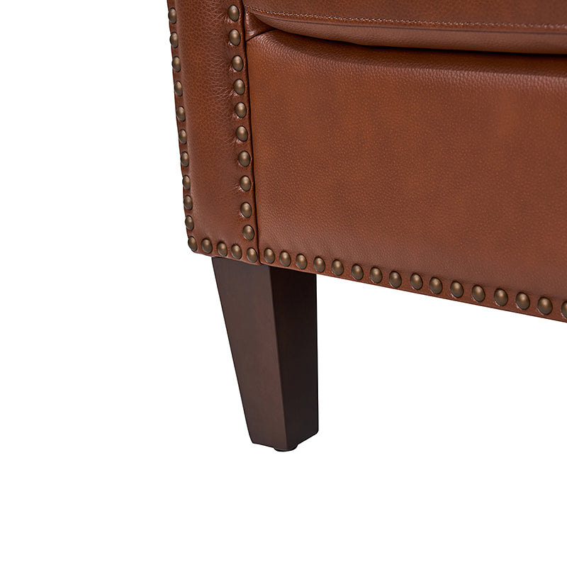 Nathaniel Transitional Style Genuine Leather Armchair