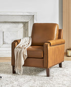 Nathaniel Transitional Style Genuine Leather Armchair