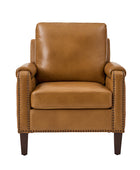 Nathaniel Transitional Style Genuine Leather Armchair