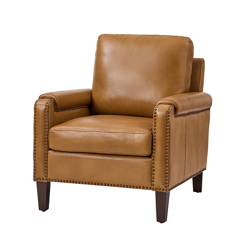 Nathaniel Transitional Style Genuine Leather Armchair