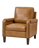 Nathaniel Transitional Style Genuine Leather Armchair