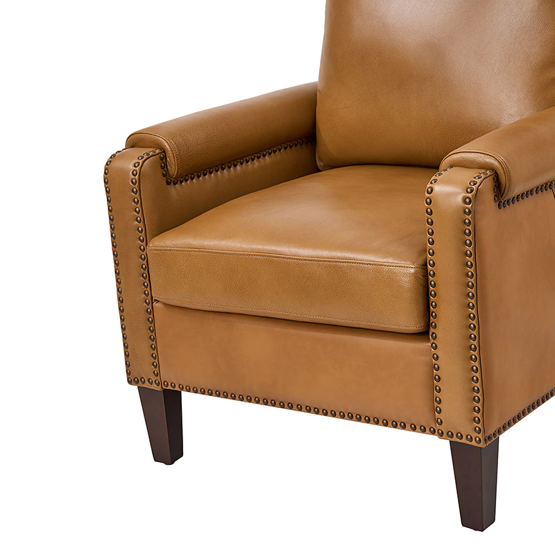 Nathaniel Transitional Style Genuine Leather Armchair