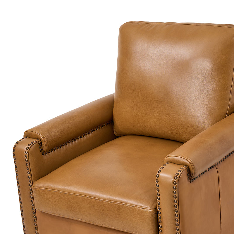 Nathaniel Transitional Style Genuine Leather Armchair