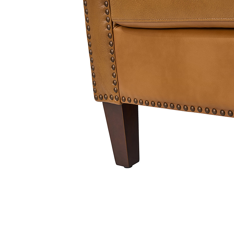 Nathaniel Transitional Style Genuine Leather Armchair