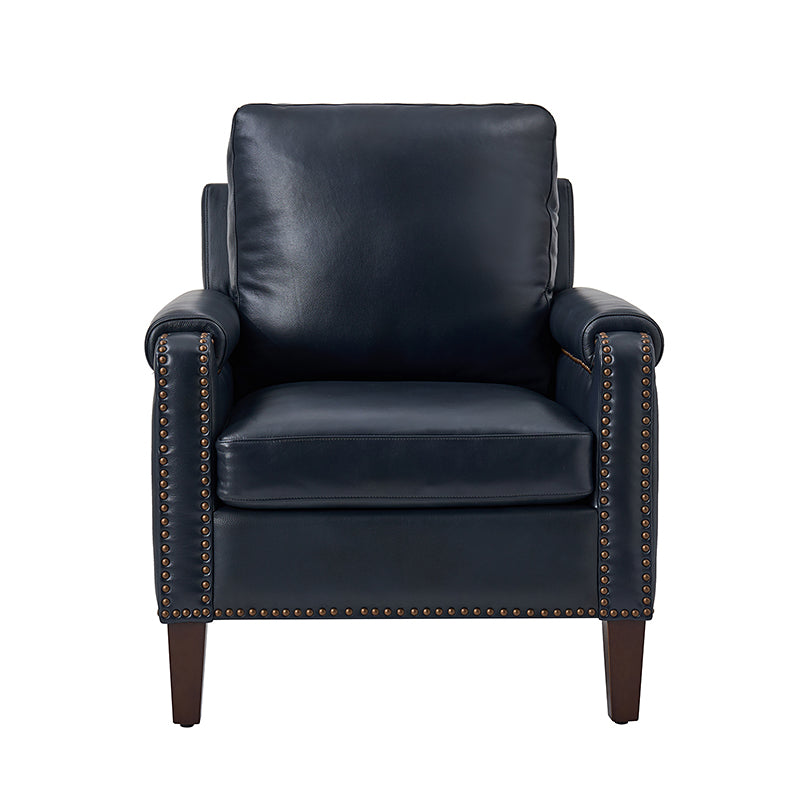 Nathaniel Transitional Style Genuine Leather Armchair