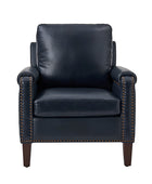 Nathaniel Transitional Style Genuine Leather Armchair