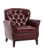 Billy Traditional Genuine Leather Chair With Solid Wood Legs