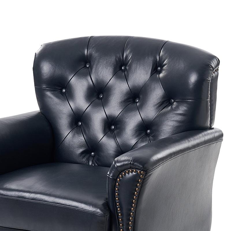 Billy Traditional Genuine Leather Chair With Solid Wood Legs