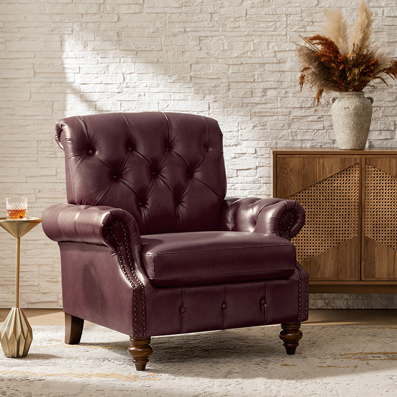 Wladimir Traditional Genuine Leather Armchair