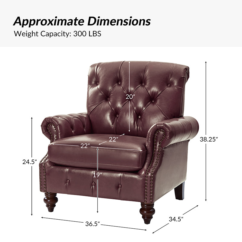 Wladimir Traditional Genuine Leather Armchair