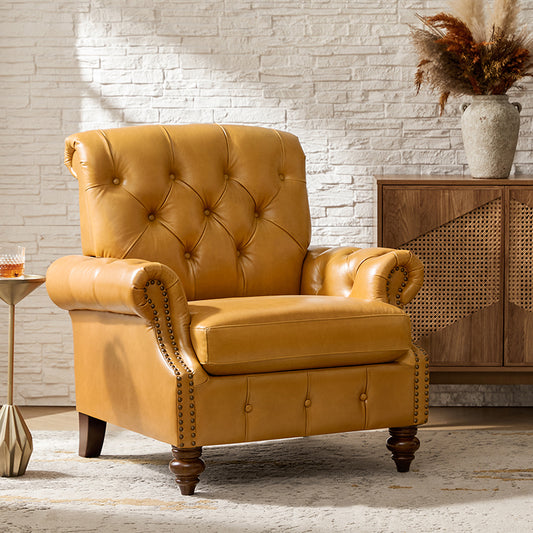 Wladimir Traditional Genuine Leather Armchair