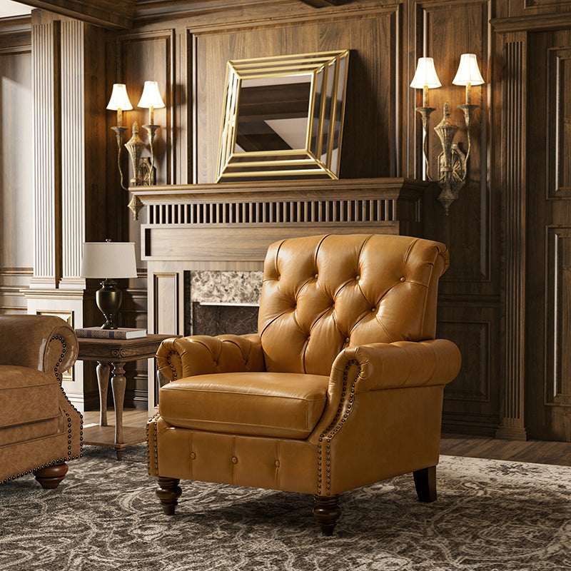 Wladimir Traditional Genuine Leather Armchair Hulala Home
