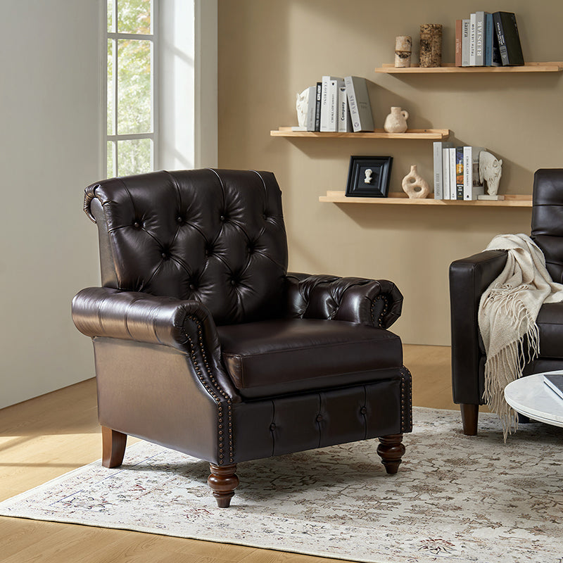 Wladimir Traditional Genuine Leather Armchair