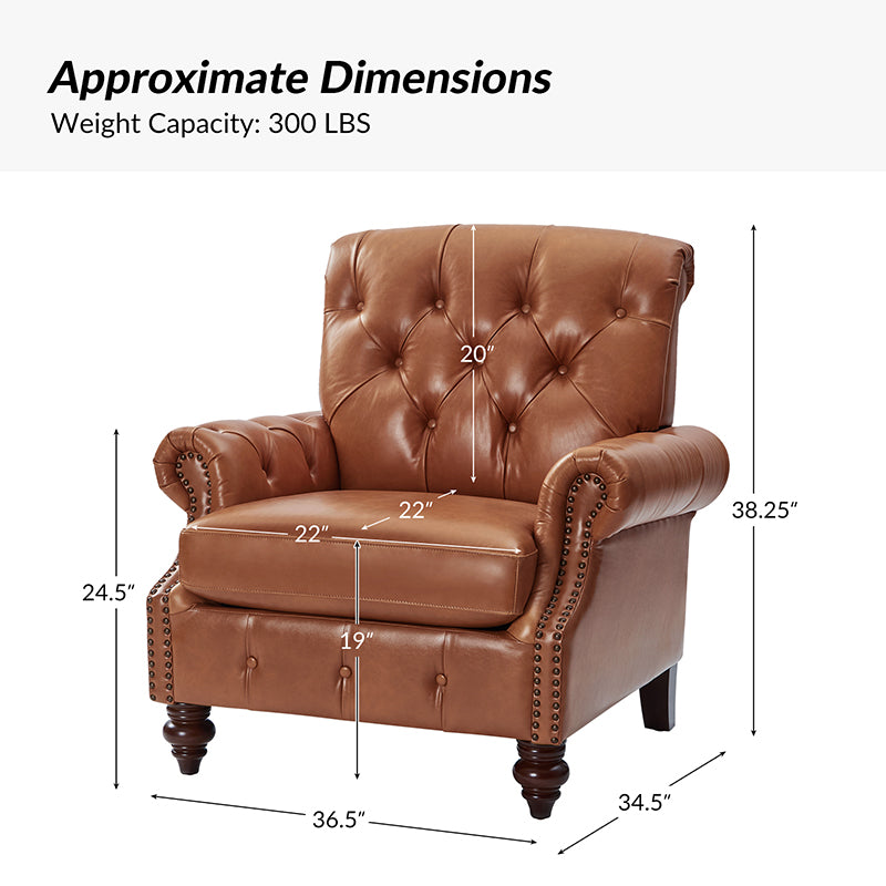 Wladimir Traditional Genuine Leather Armchair