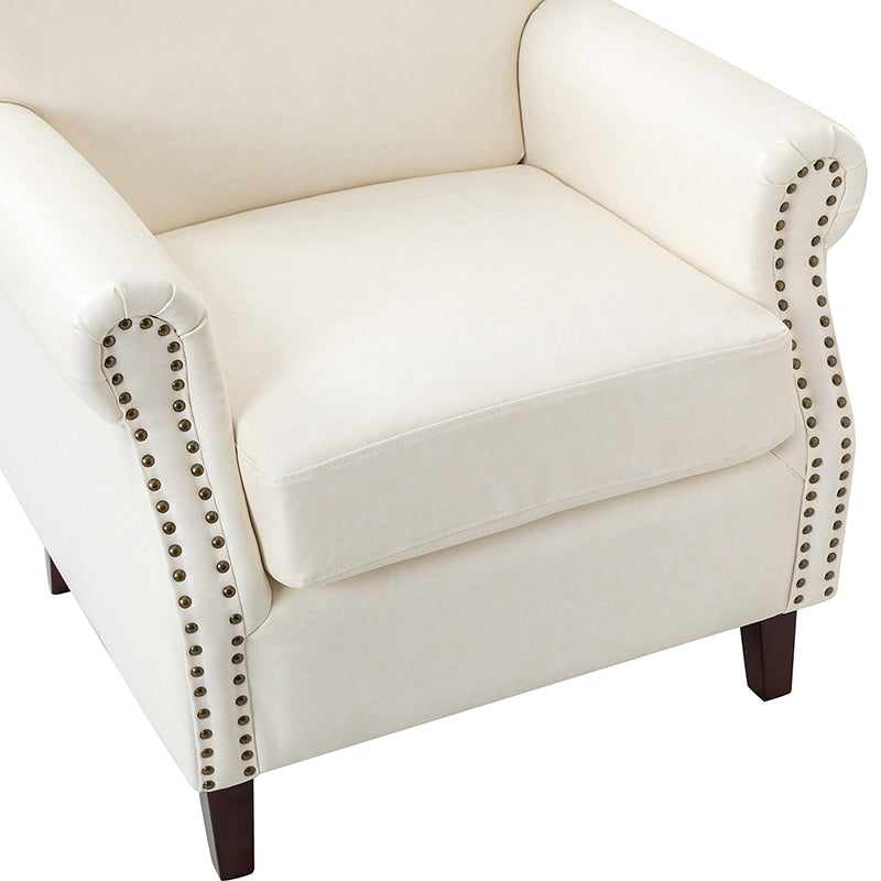 White faux leather discount armchair