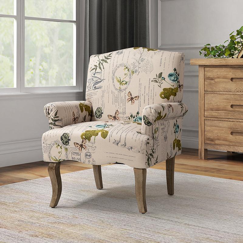 Floral armchair with discount ottoman