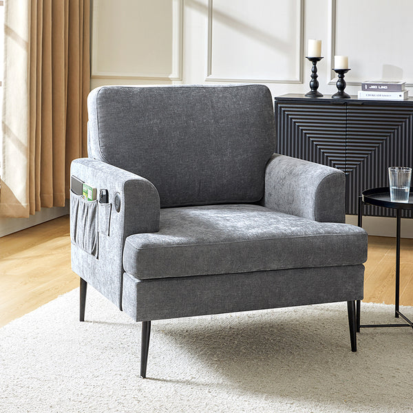 Geoffrey Modern Oversized Armchair with Charging Ports