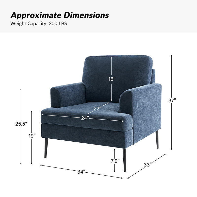 Geoffrey Modern Armchair with Detachable Back Cushion