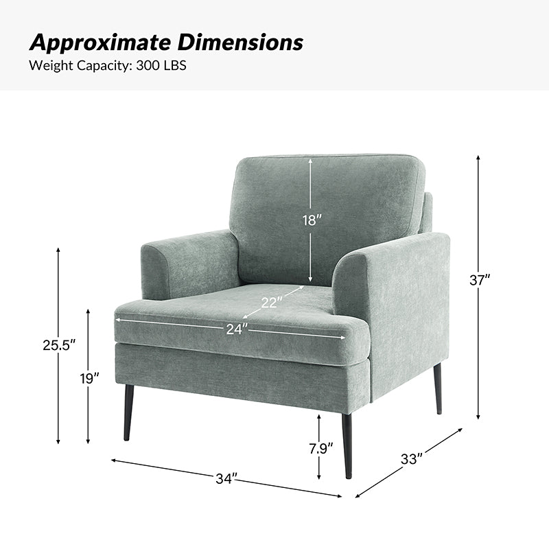 Geoffrey Modern Armchair with Detachable Back Cushion