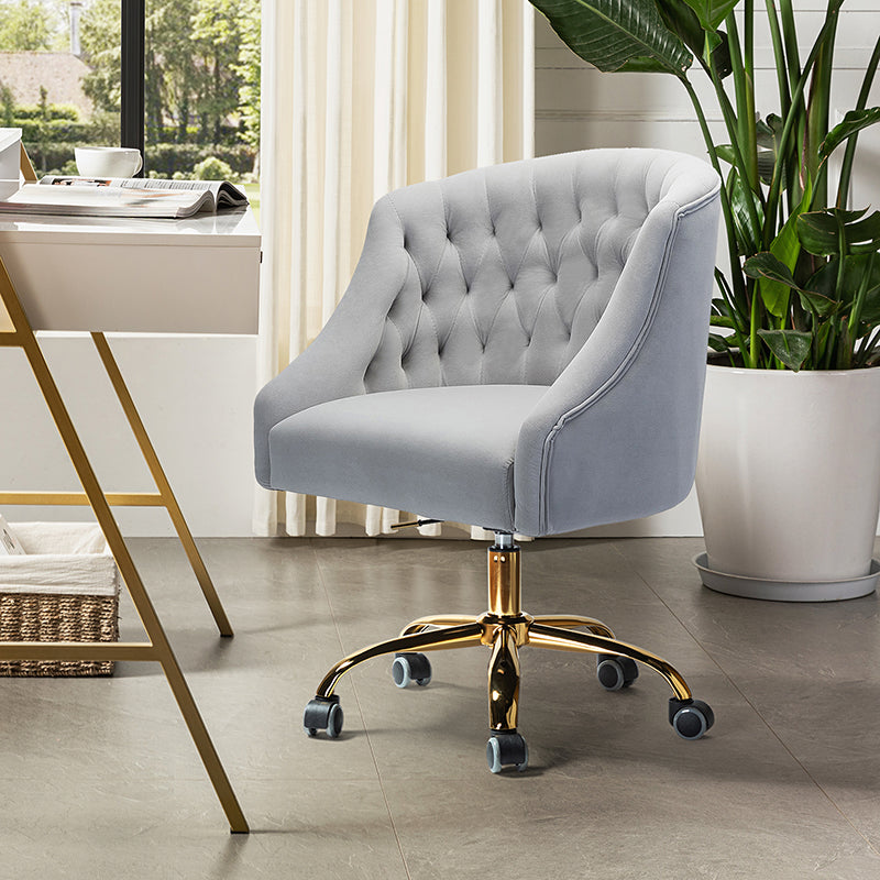 Gray tufted desk discount chair