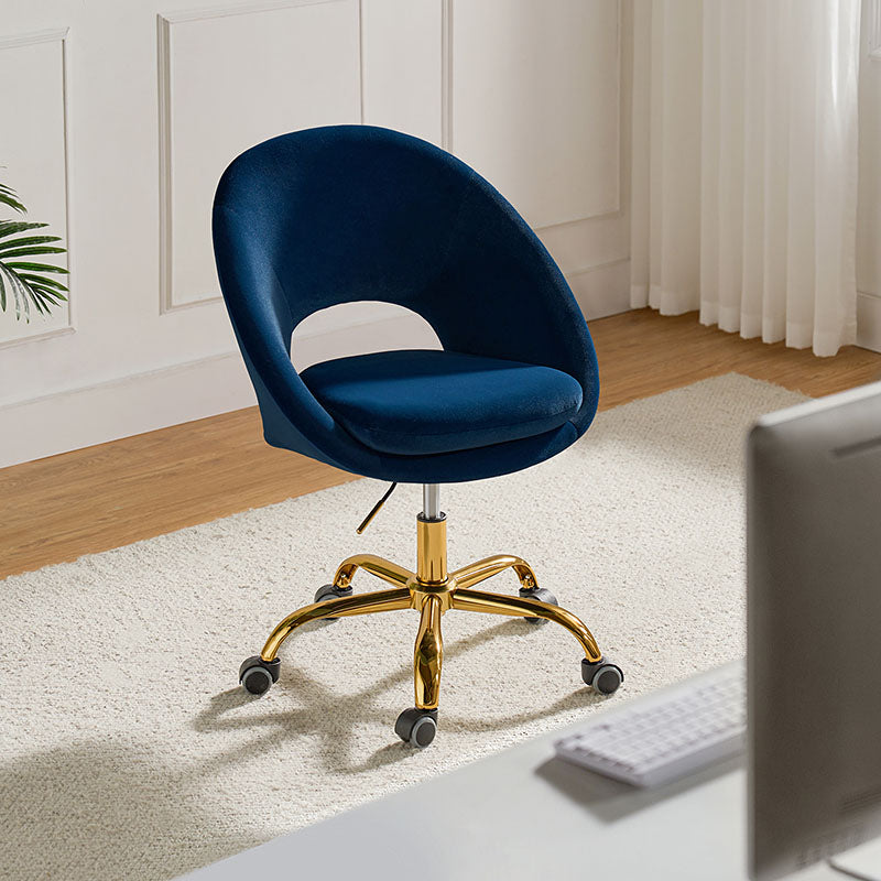 Navy blue velvet online office chair