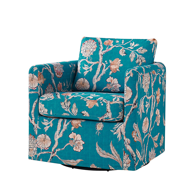 Claudius Upholstered Slipcovered Swivel Barrel Chair