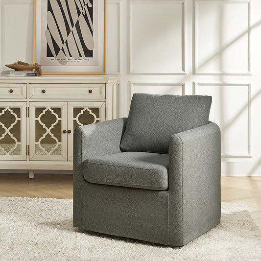 Asser White Swivel Chair: 360¡ã Swivel, Removable Slipcover, Reversible Cushions