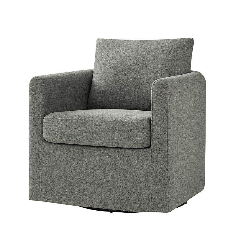 Asser White Swivel Chair: 360° Swivel, Removable Slipcover, Reversible Cushions