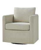 Asser White Swivel Chair: 360° Swivel, Removable Slipcover, Reversible Cushions